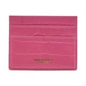 Rockertype Cardholder Wallet Crocodile Embossed Italian Leather Pink